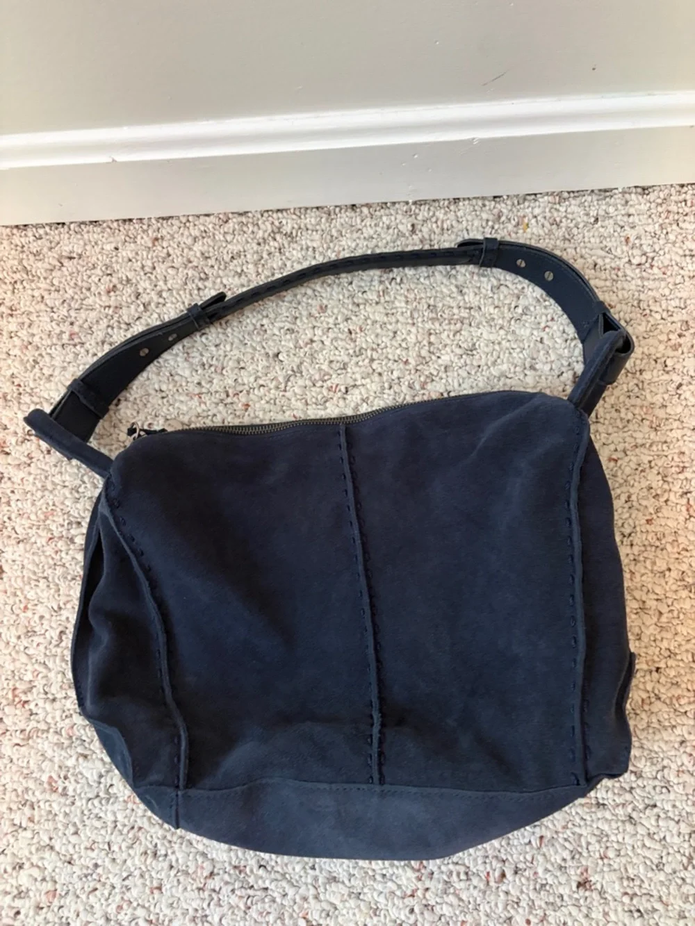 The Sak Navy Suede Shoulder Bag
